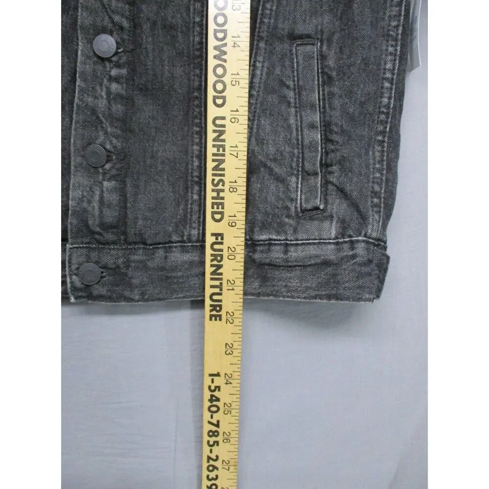 Gap‎ Washed Black Denim Jacket With Hood Unisex Size Extra Large